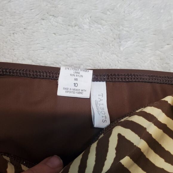 Talbots Brown Zebra Animal Stripe Tankini Halter Bikini Bottoms Swim Suit Set 10 - Picture 13 of 13